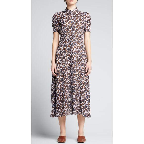 THEORY Jasper Silk Midi Shirt Dress Size 2 A-line Business Casual Short Sleeve - Picture 13 of 13